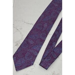 David Donahue Purple + Blue Paisley Luxury Italian Silk Jacquard Tie Necktie USA